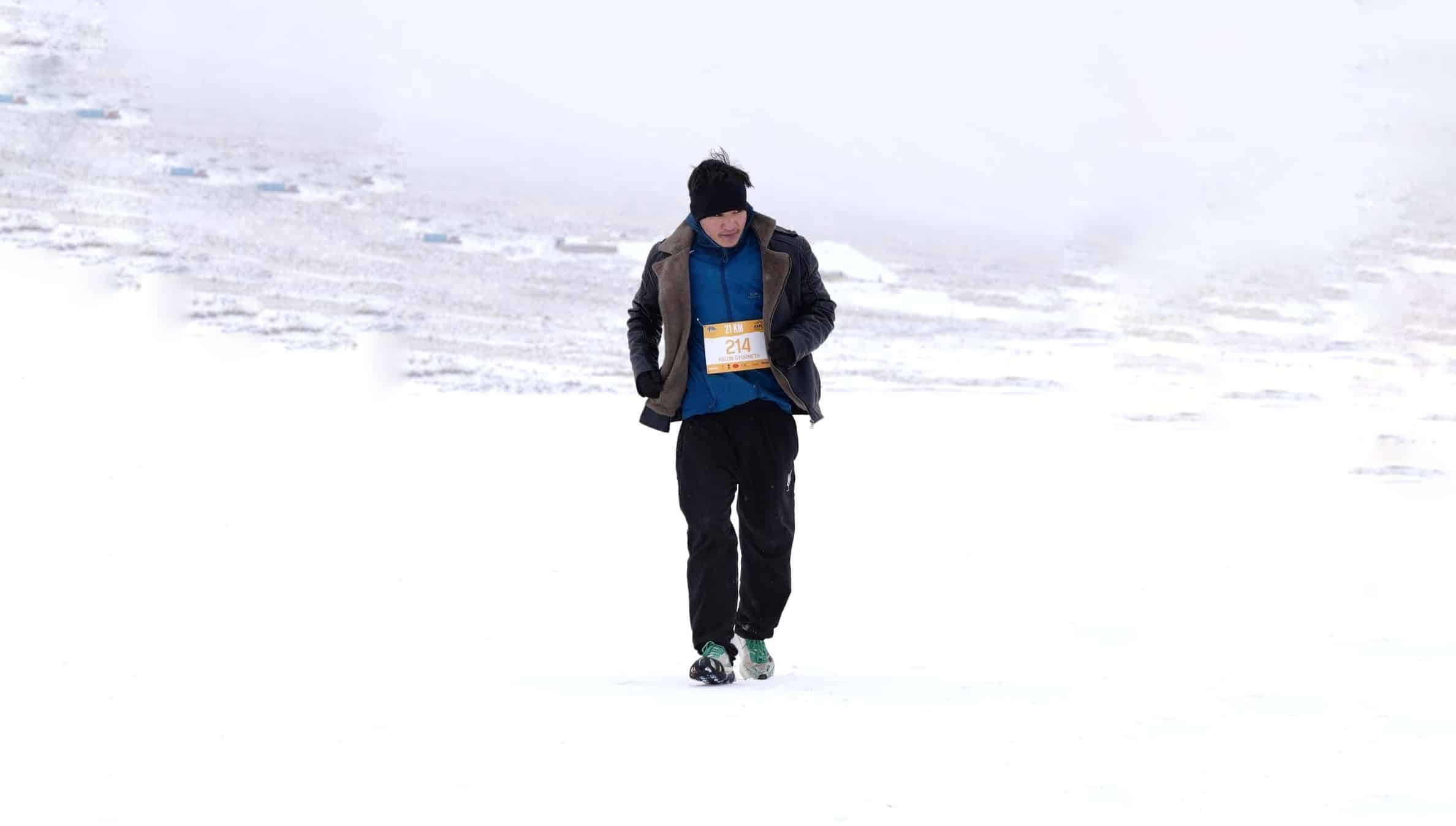 Rigzin Gyurmeth, Winner of 2nd Edition of Pangong Frozen Lake Marathon